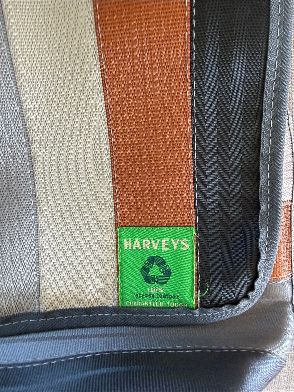Harveys Striped Seatbelt Crossbody Bag - Brown, Gray & Cream - Picture 3 of 13